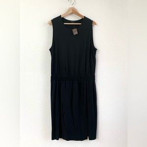 NWT J. Jill Black Midi Dress, Stretchy Waistband Soft Elegant Knit Fabric Size L